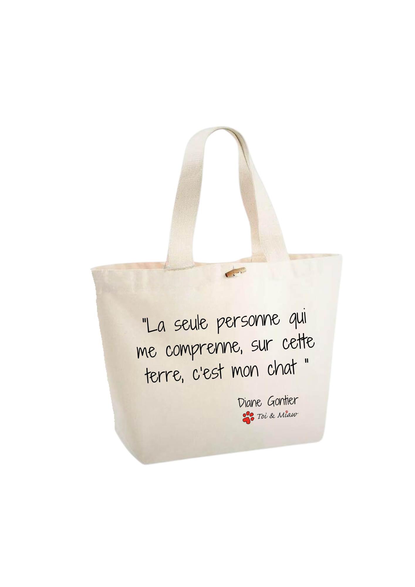 Sac Cabas "J'habite chez mon chat" Toi & Miaw