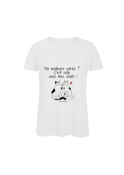 Tee-shirt Femme "Ma meilleure soirée, c'est celle avec mes chats" Toi & Miaw