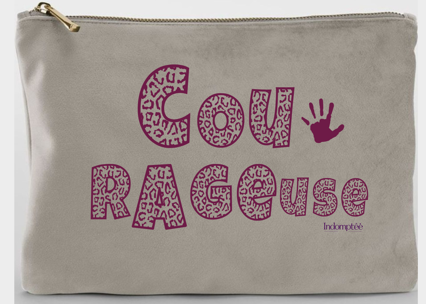 Grande Pochette en velours "Courageuse" V Indomptée